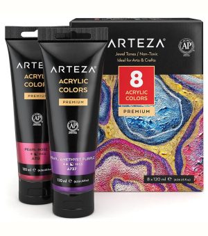 Acrylic Paint |   Metallic Acrylic Paint Set Jewel Tones 120ml Tubes 8 Piece Acrylic Paint Acrylic Paint