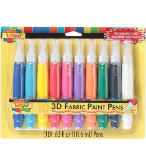 Fabric Paint |   3D Fabric Paint Pens 10 Pkg Assorted Art Supplies & Painting Fabric Paint