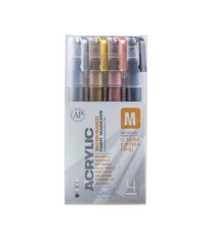 Paint Markers |   4 Color Metallic Acrylic Marker Set Extra-Fine Art Supplies & Painting Paint Markers