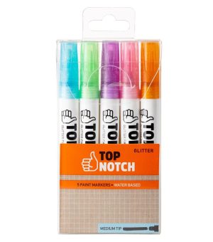 Paint Markers |   5ct Pastel Medium Tip Water Based Glitter Paint Markers Art Supplies & Painting Paint Markers